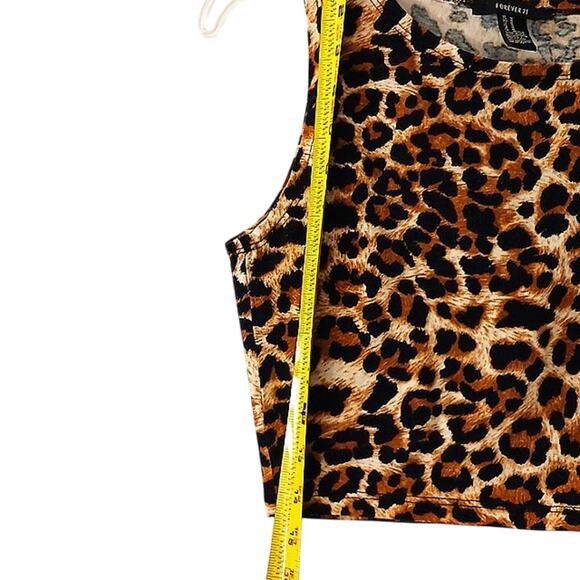 VNT Forever 21 Leopard Cropped Tank Top Sz M Animal Print Cheetah Safari Jungle - Picture 4 of 7